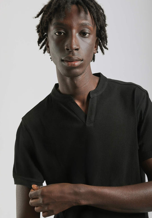 Polo coreana 100% cotone|Colore:Nero