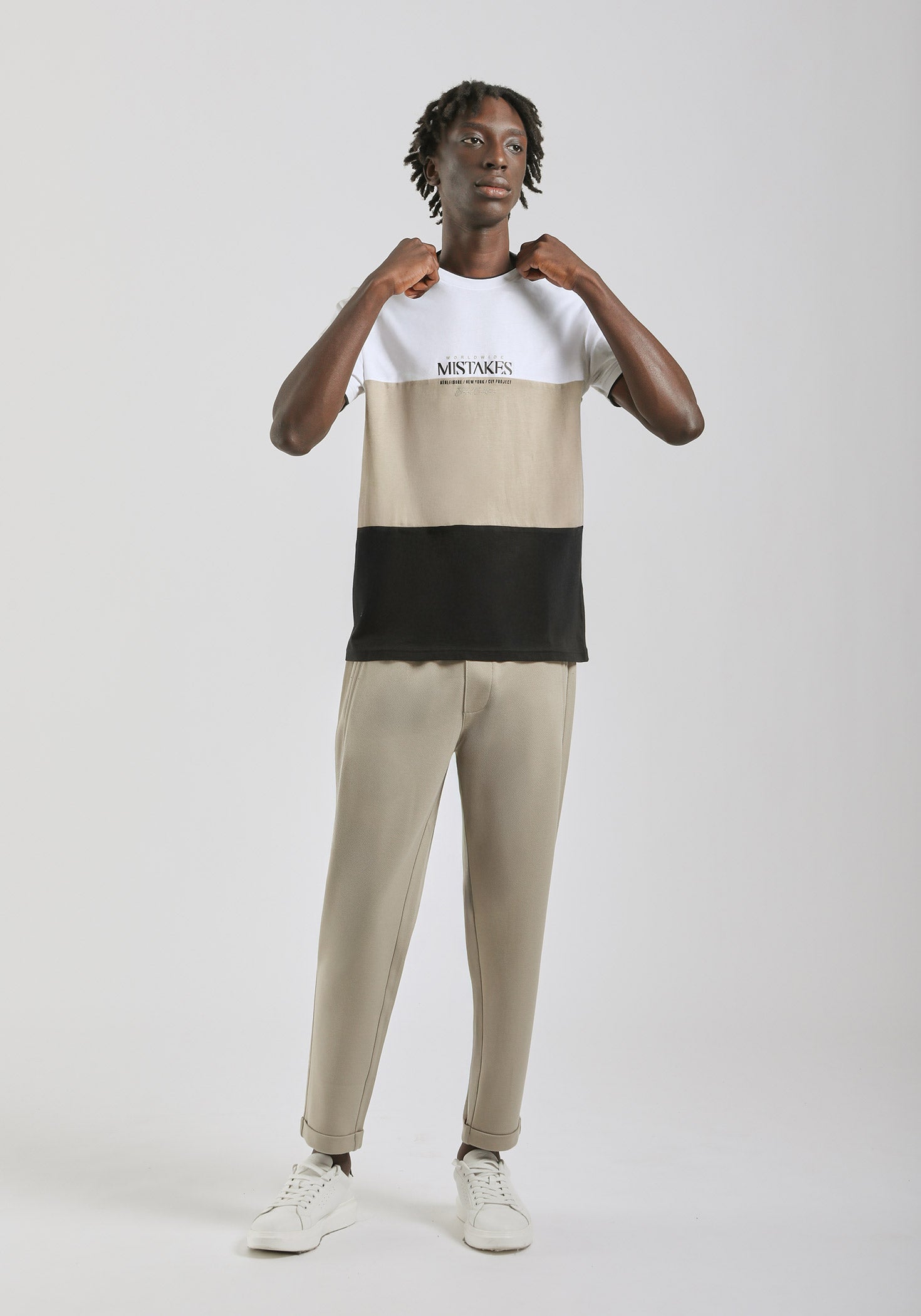 T-shirt colorblock|Colore:Beige