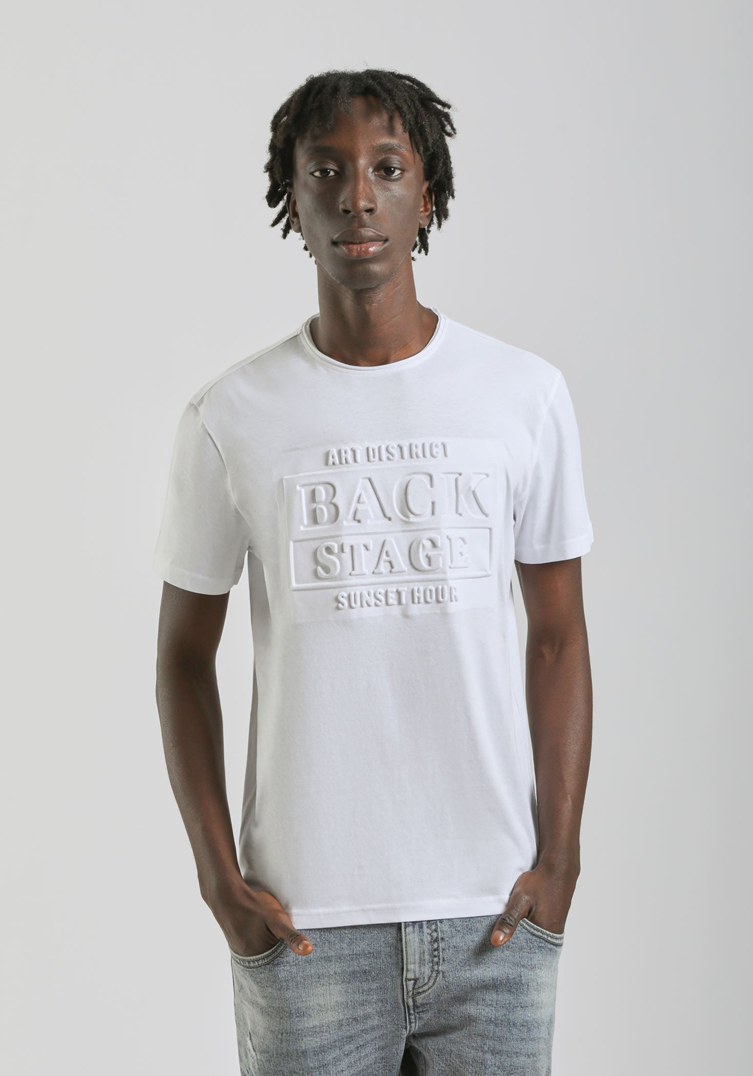 T-shirt con stampa a rilievo|Colore:Bianco