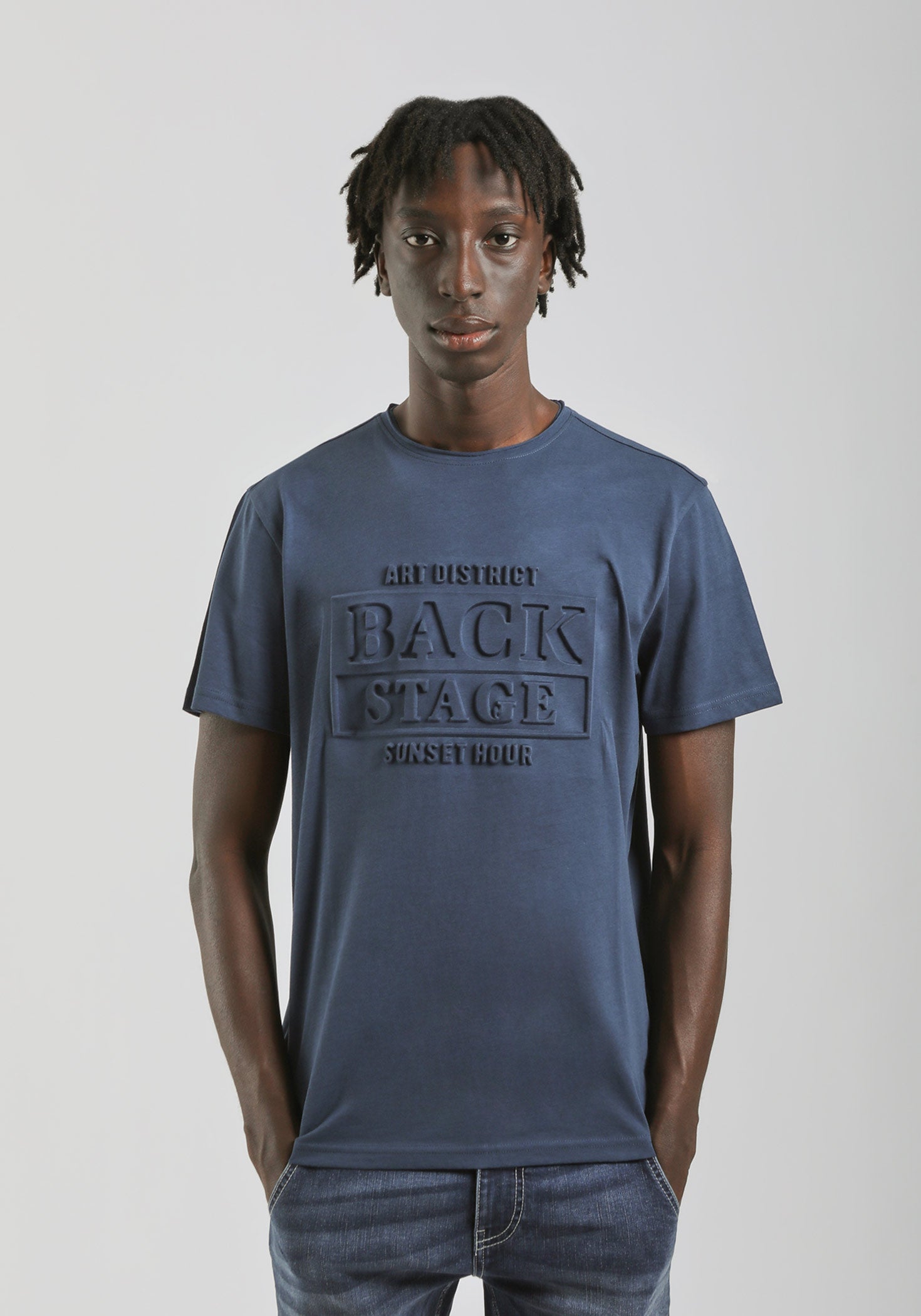 T-shirt con stampa a rilievo|Colore:Jeans