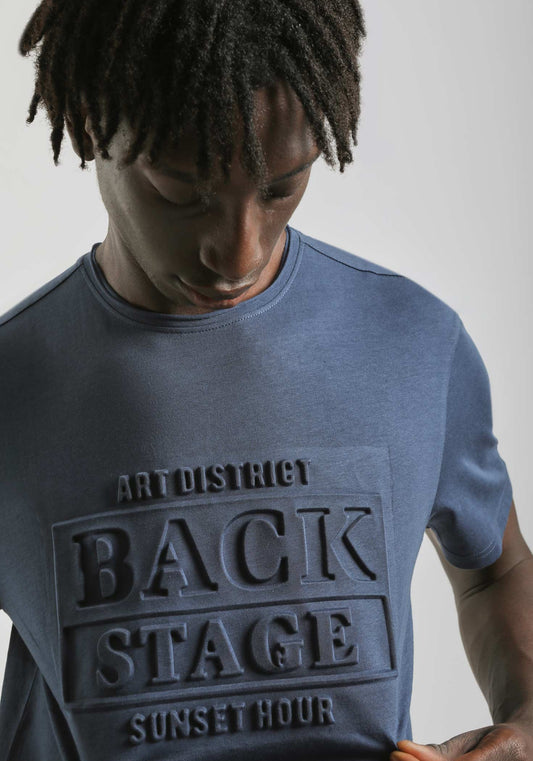 T-shirt con stampa a rilievo|Colore:Jeans