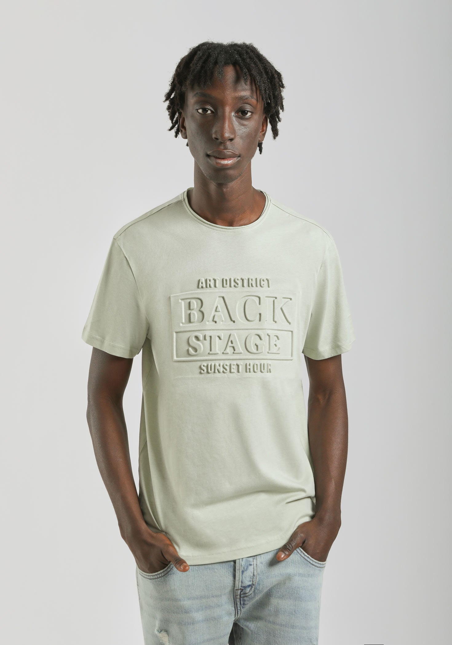 T-shirt con stampa a rilievo|Colore:Verde