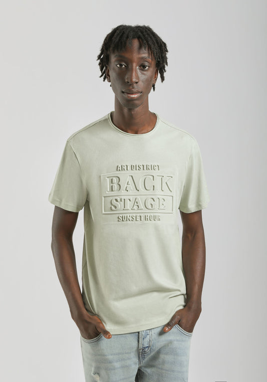 T-shirt con stampa a rilievo|Colore:Verde