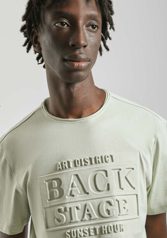 T-shirt con stampa a rilievo|Colore:Verde