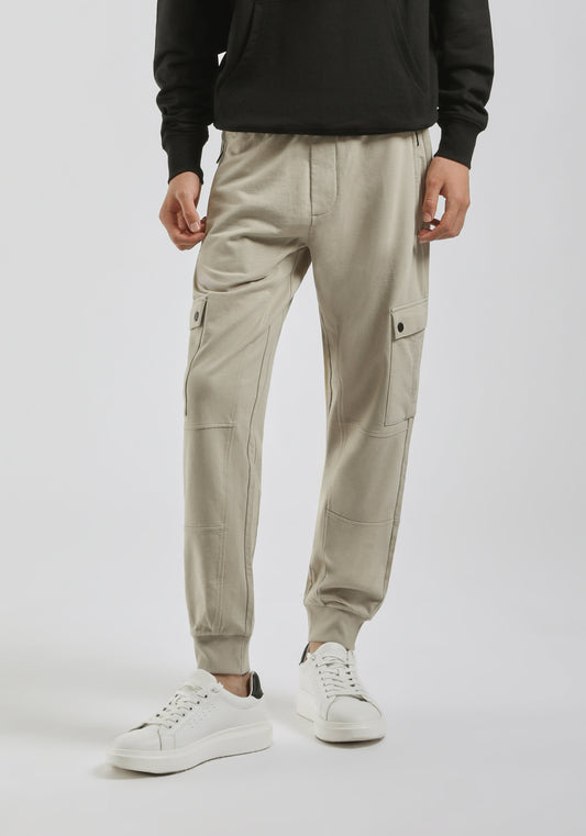 Jogger in felpa con tasconi|Colore:Sabbia