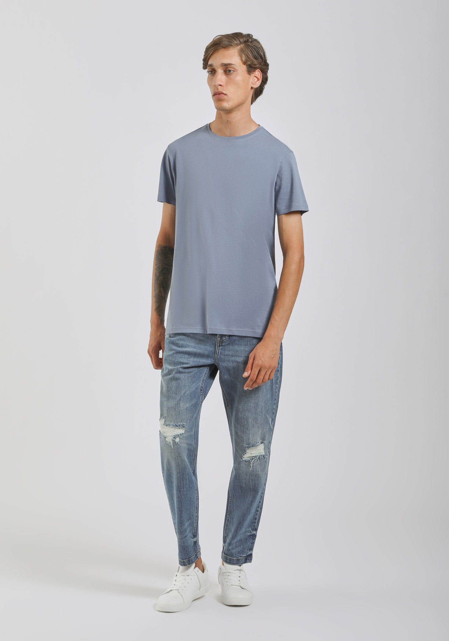 T-shirt basic 100% cotone|Colore:Ciano