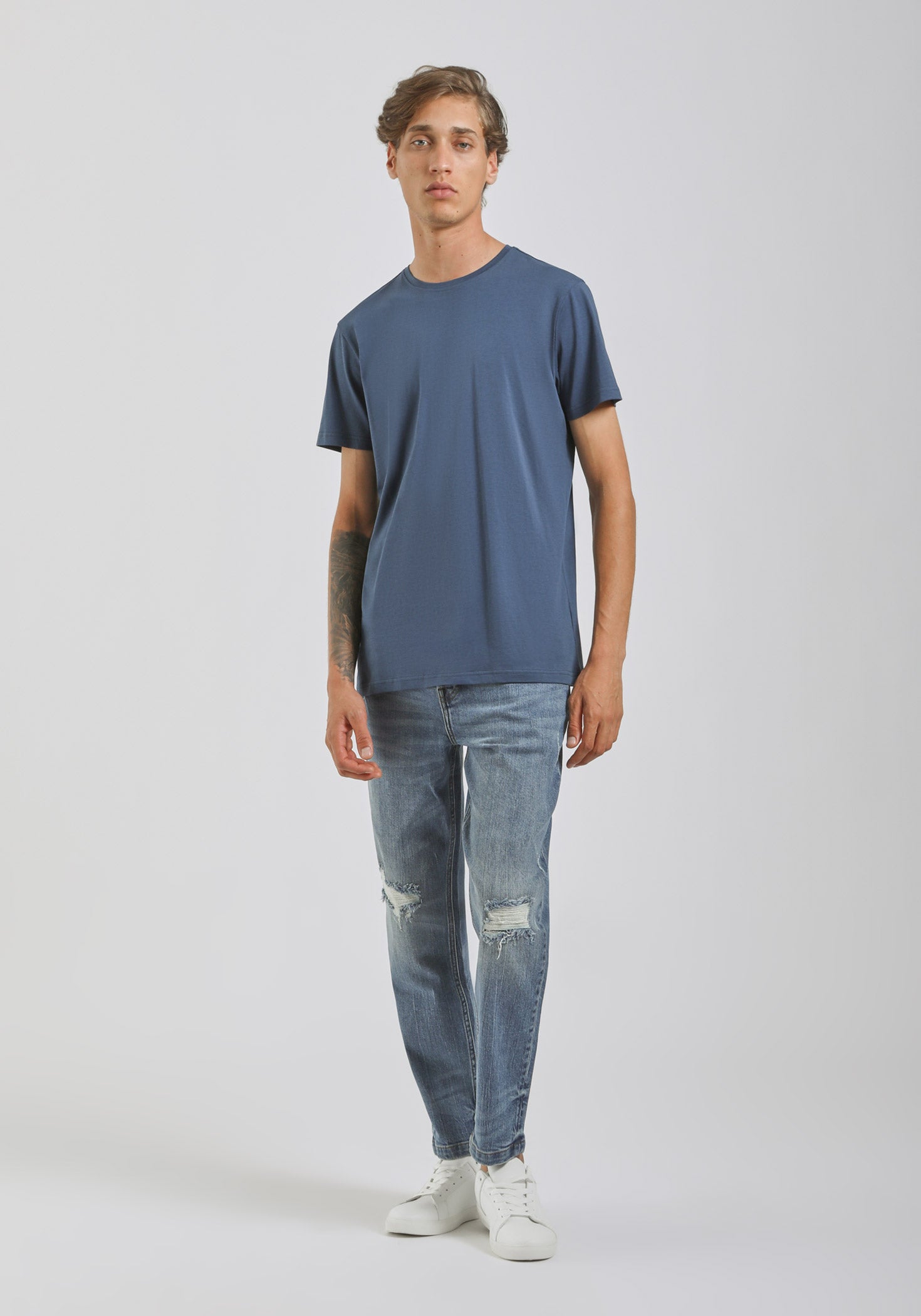 T-shirt basic 100% cotone|Colore:Jeans