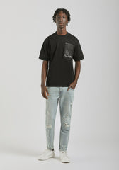T-shirt over con stampa|Colore:Nero