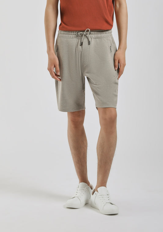 Bermuda in felpa con trama|Colore:Cammello