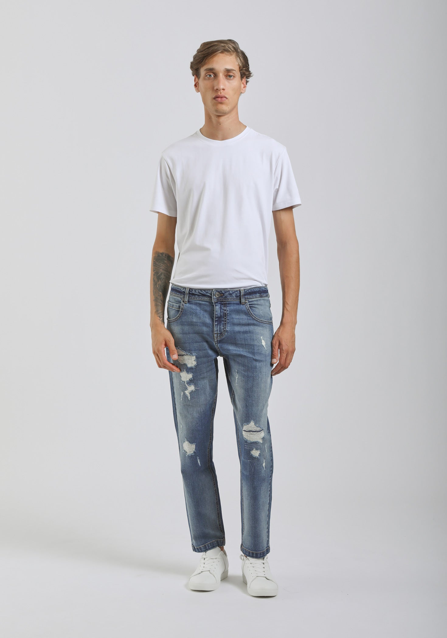 Jeans skinny fit con strappi|Colore:Jeans