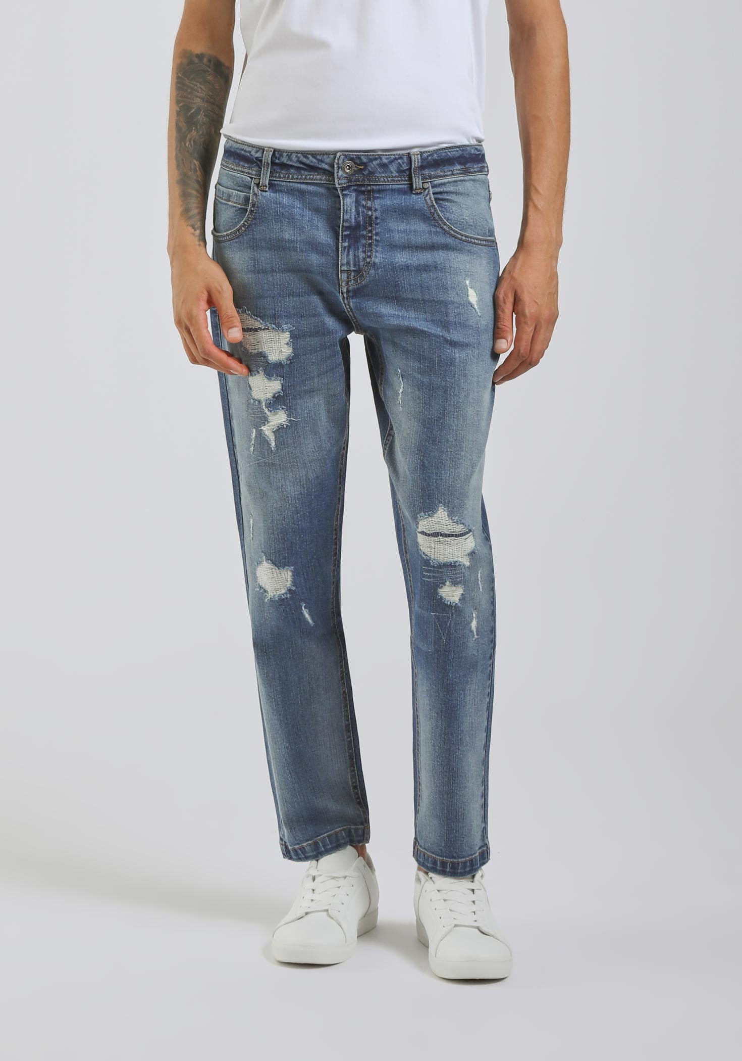 Jeans skinny fit con strappi|Colore:Jeans