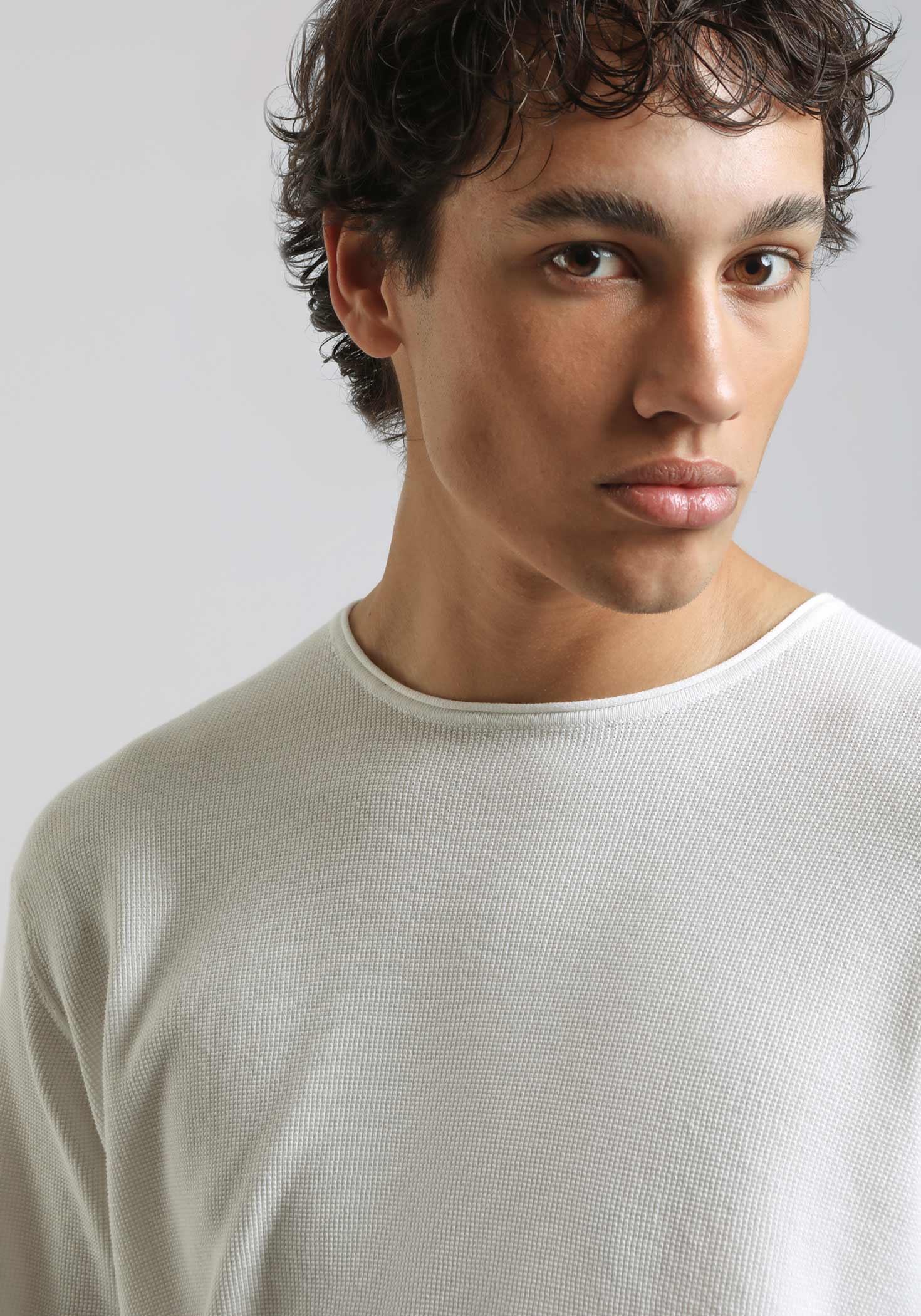 Maglia girocollo strutturato|Colore:Ecrù