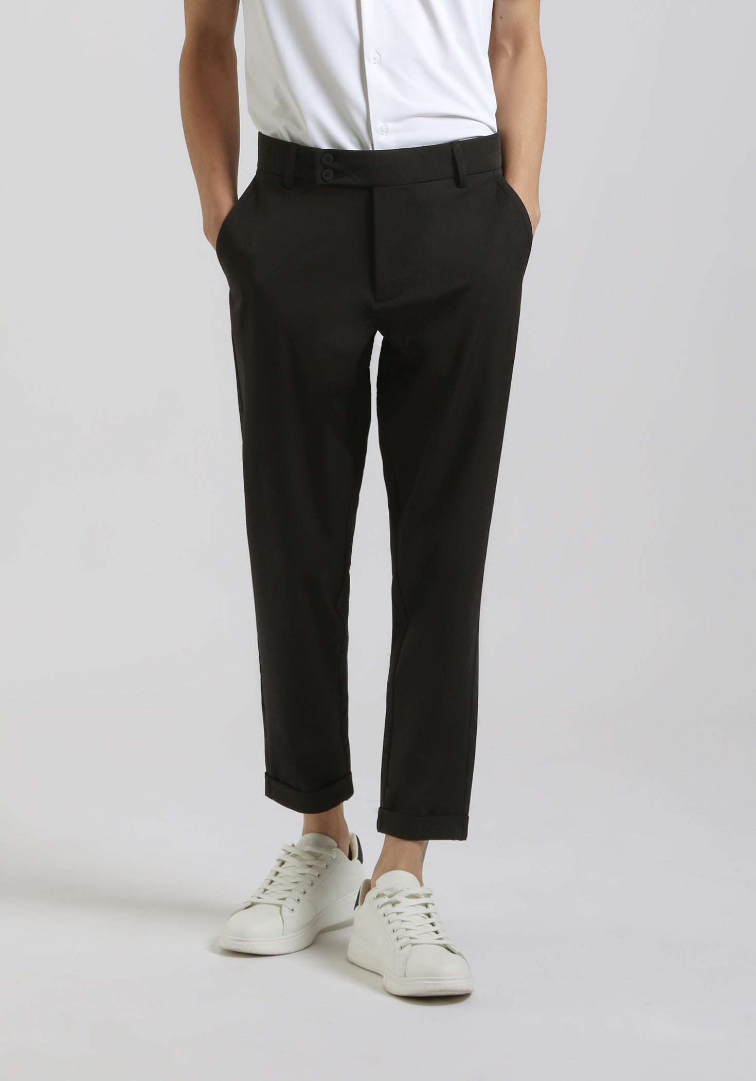 Pantaloni chino in nylon|Colore:Nero