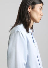 Camicia misto lino con collo coreano|Colore:Celeste