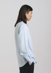 Camicia misto lino con collo coreano|Colore:Celeste