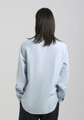 Camicia misto lino con collo coreano|Colore:Celeste