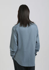 Camicia misto lino con collo coreano|Colore:Ciano