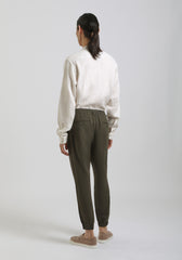 Pantaloni misto lino con elastici alle caviglie|Colore:Verde