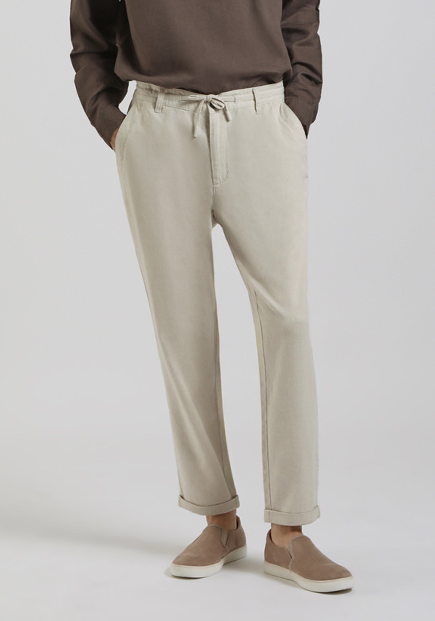 Pantaloni misto lino|Colore:Ecrù