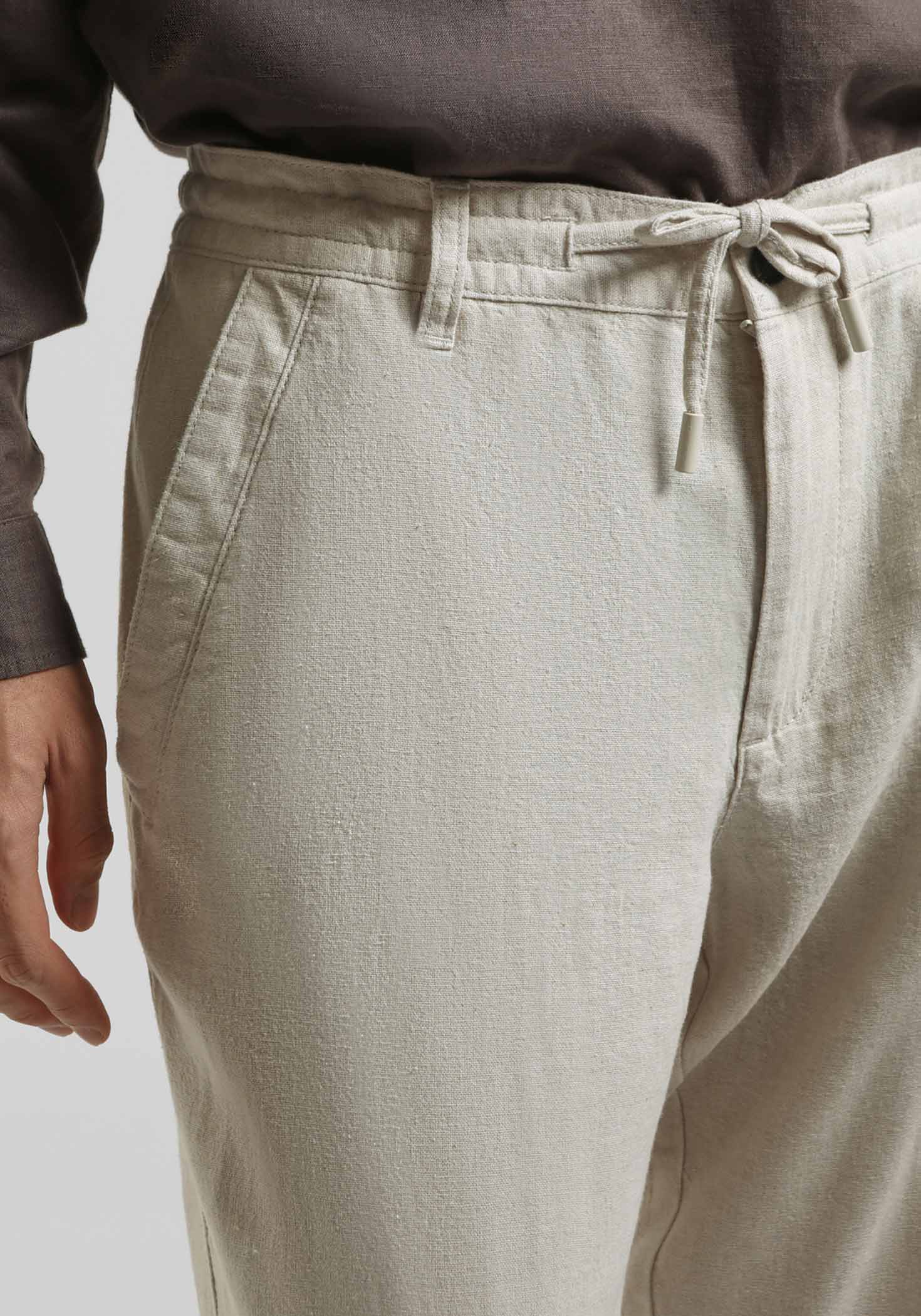 Pantaloni misto lino|Colore:Ecrù