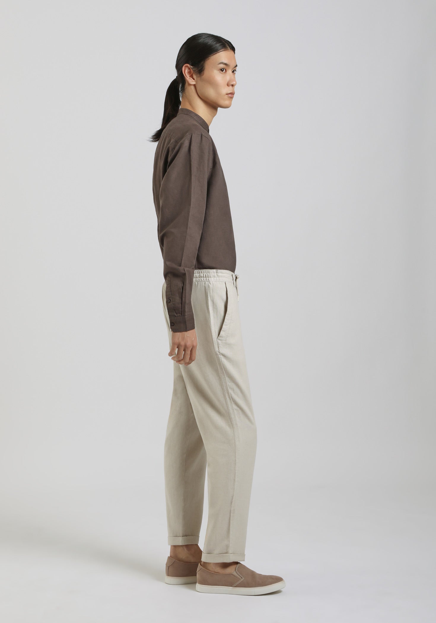 Pantaloni misto lino|Colore:Ecrù