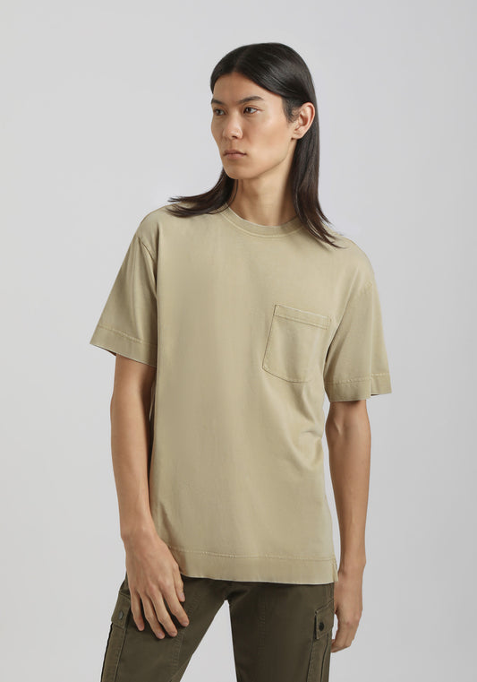 T-shirt effetto lavato con taschino|Colore:Corda