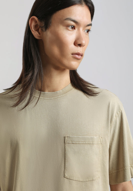 T-shirt effetto lavato con taschino|Colore:Corda