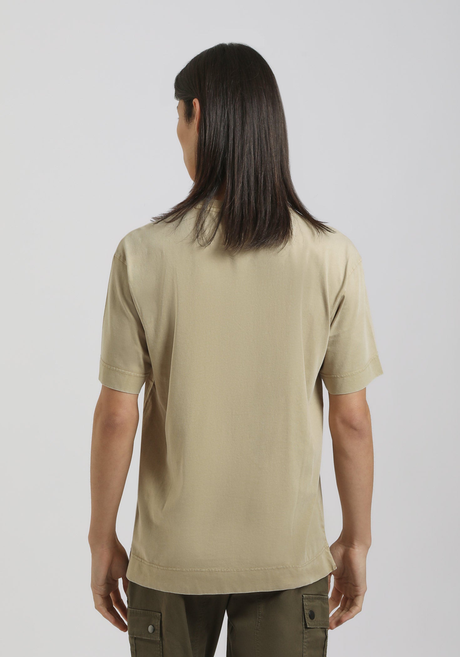 T-shirt effetto lavato con taschino|Colore:Corda