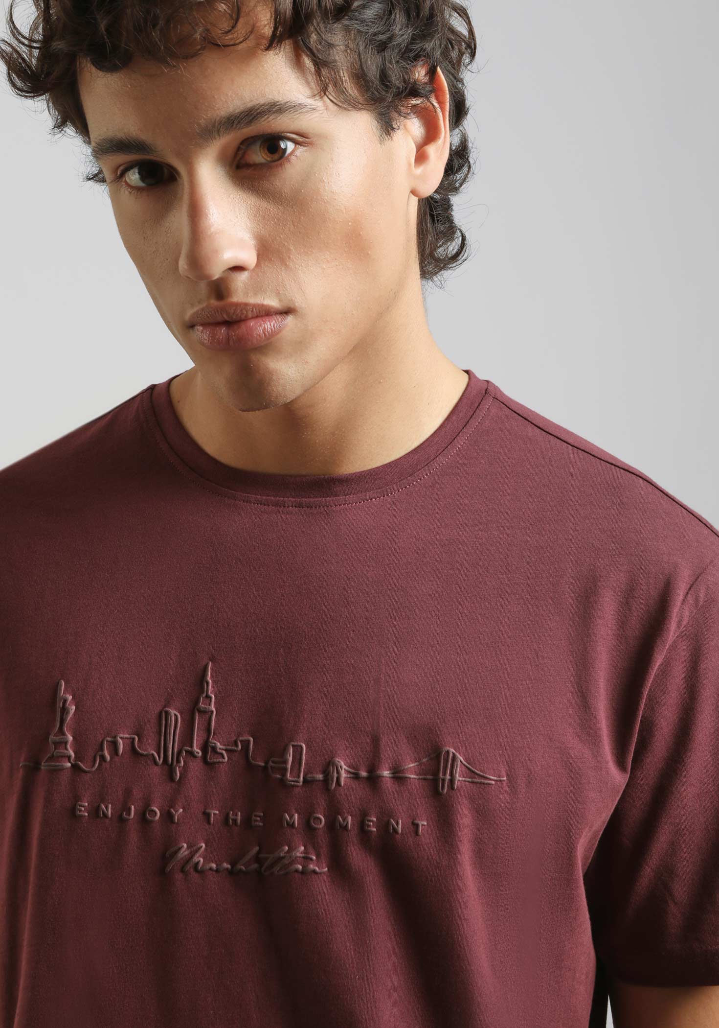 T-shirt con stampa|Colore:Rubino