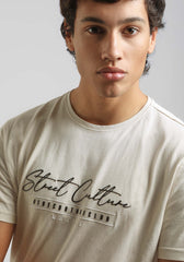 T-shirt 100% cotone con stampa|Colore:Ecrù