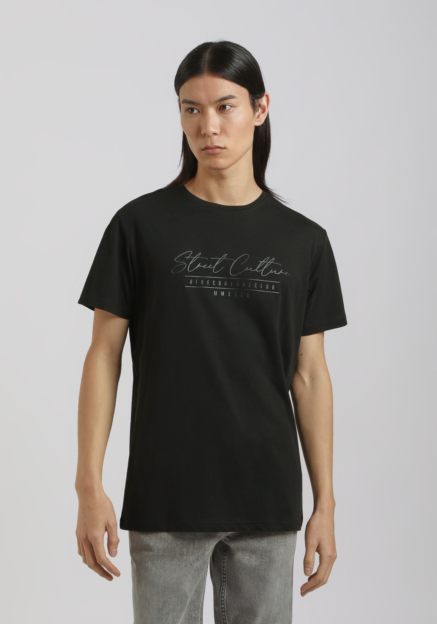 T-shirt 100% cotone con stampa|Colore:Nero