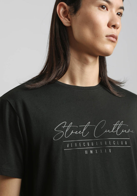 T-shirt 100% cotone con stampa|Colore:Nero