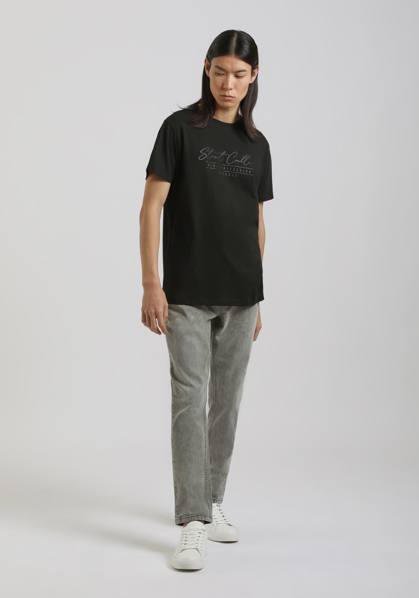 T-shirt 100% cotone con stampa|Colore:Nero