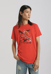 T-shirt 100% cotone con stampa|Colore:Corallo