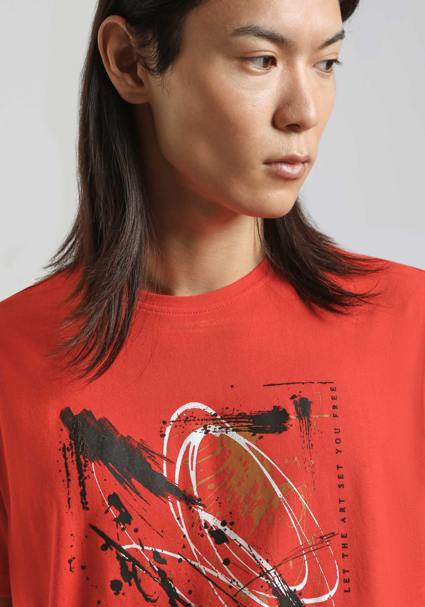 T-shirt 100% cotone con stampa|Colore:Corallo