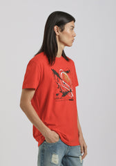 T-shirt 100% cotone con stampa|Colore:Corallo