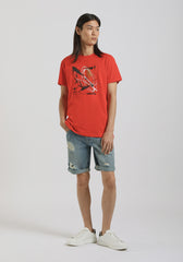 T-shirt 100% cotone con stampa|Colore:Corallo