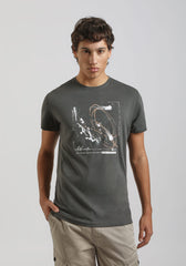 T-shirt 100% cotone con stampa|Colore:Grigio scuro