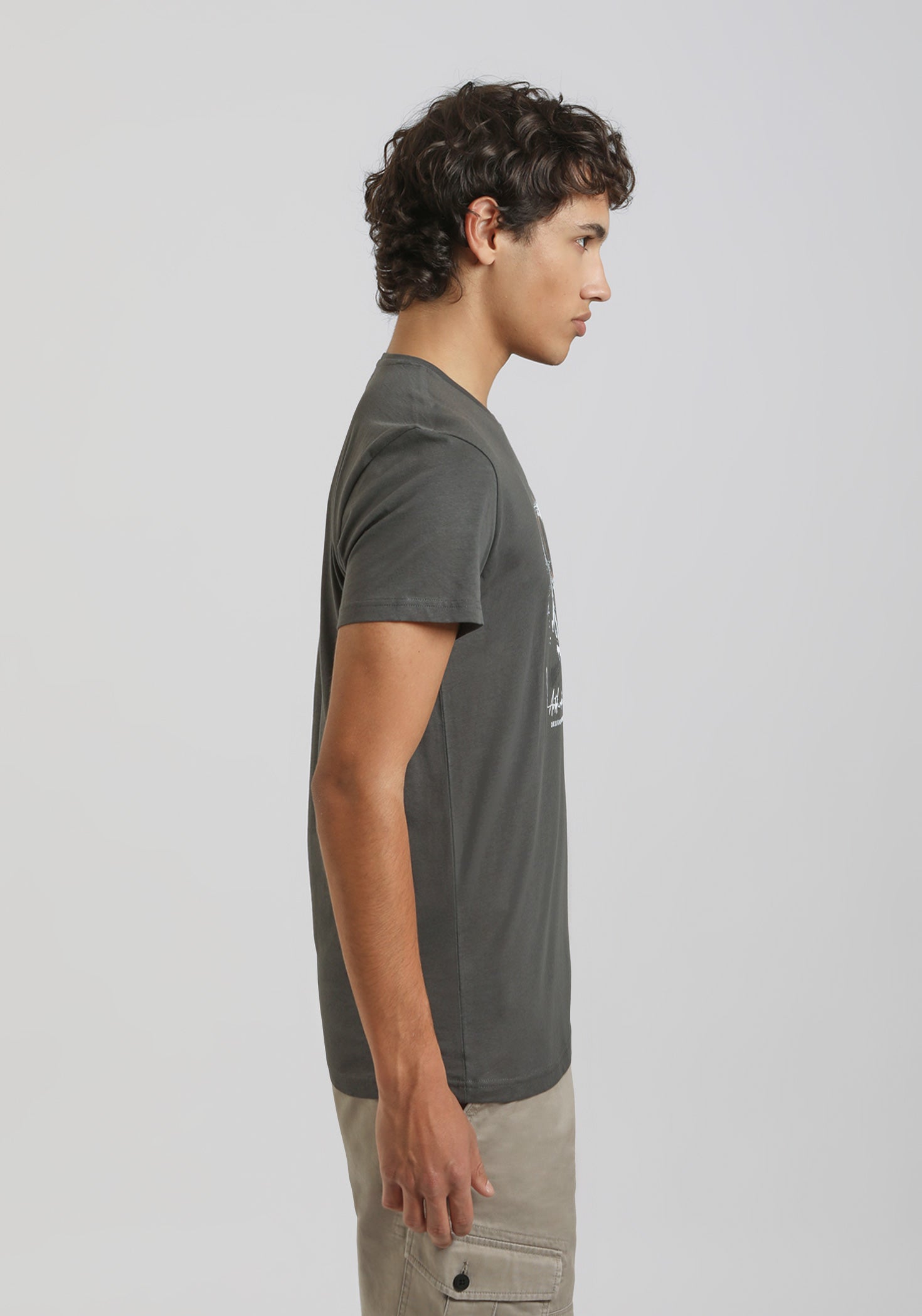 T-shirt 100% cotone con stampa|Colore:Grigio scuro