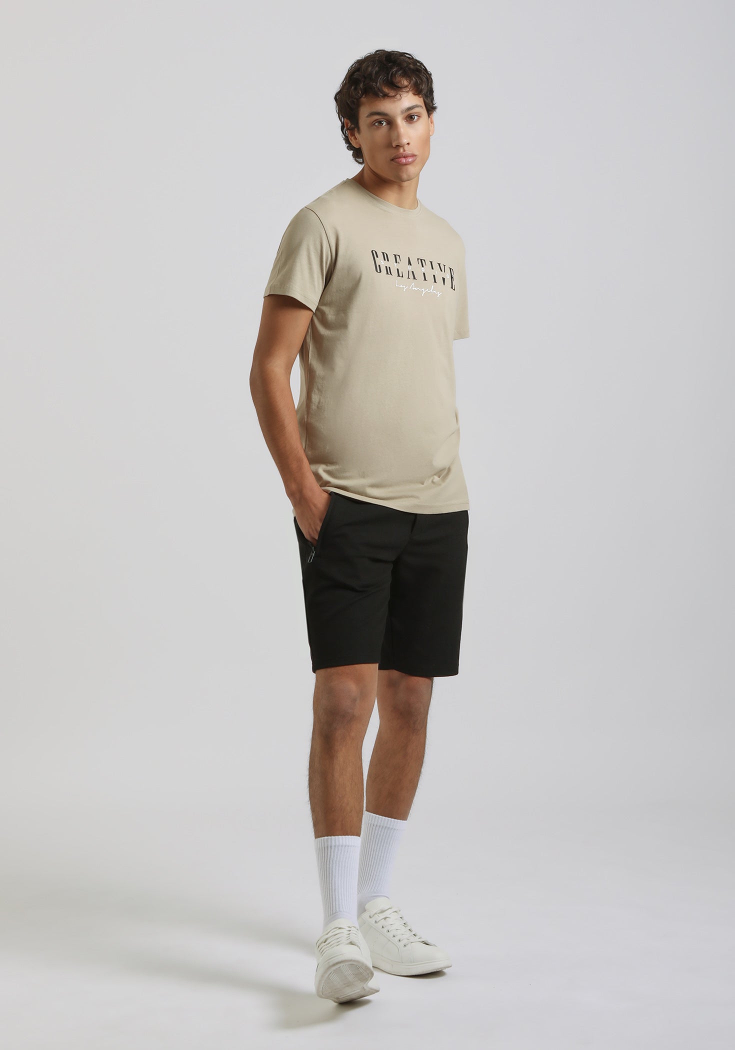 T-shirt 100% cotone con stampa|Colore:Beige