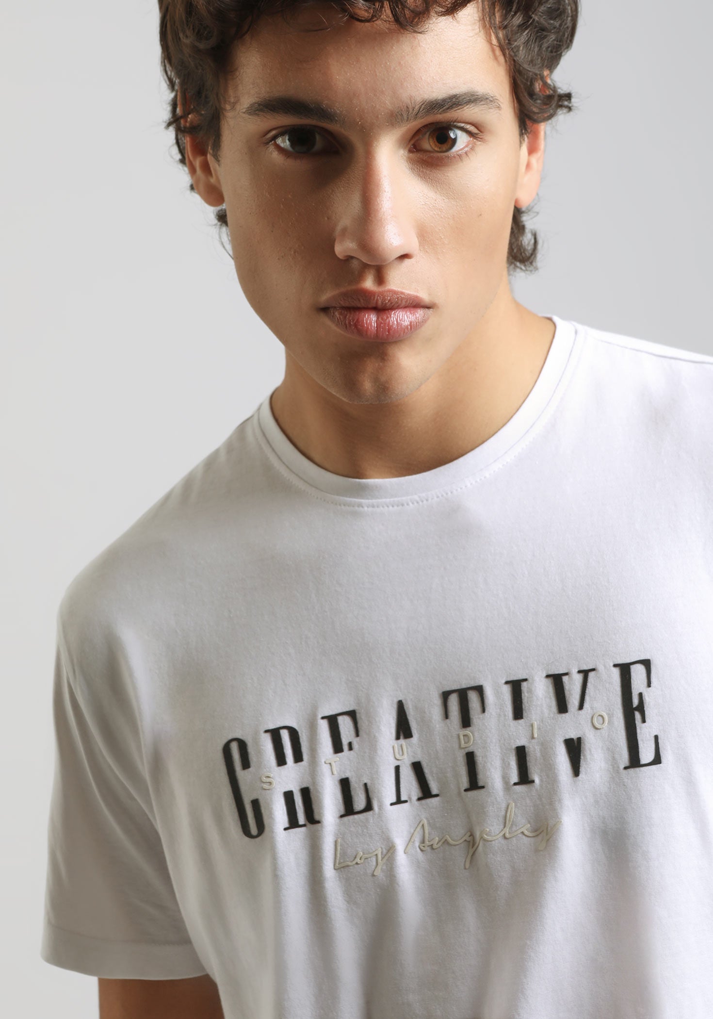 T-shirt 100% cotone con stampa|Colore:Bianco