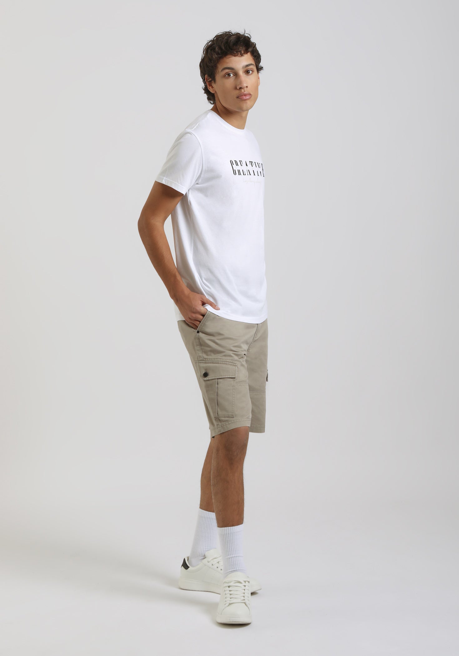 T-shirt 100% cotone con stampa|Colore:Bianco