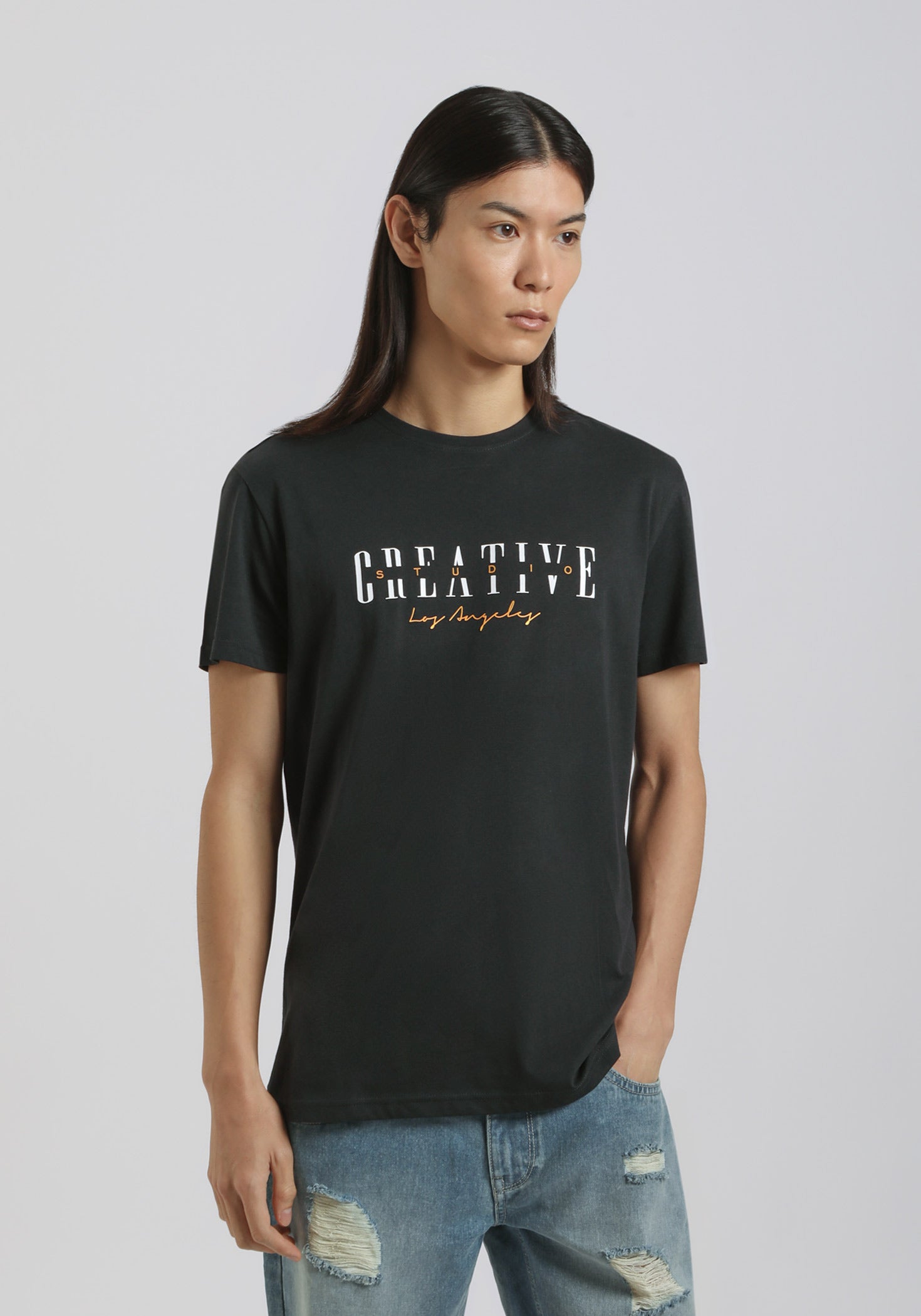 T-shirt 100% cotone con stampa|Colore:Blue