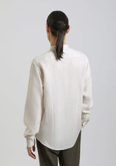 Camicia 100% lino con collo coreano|Colore:Beige chiaro