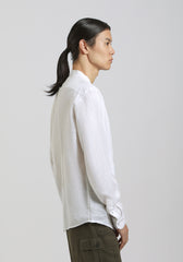 Camicia 100% lino con collo coreano|Colore:Bianco