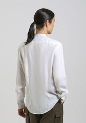 Camicia 100% lino con collo coreano|Colore:Bianco