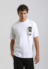 T-shirt over con stampa|Colore:Bianco