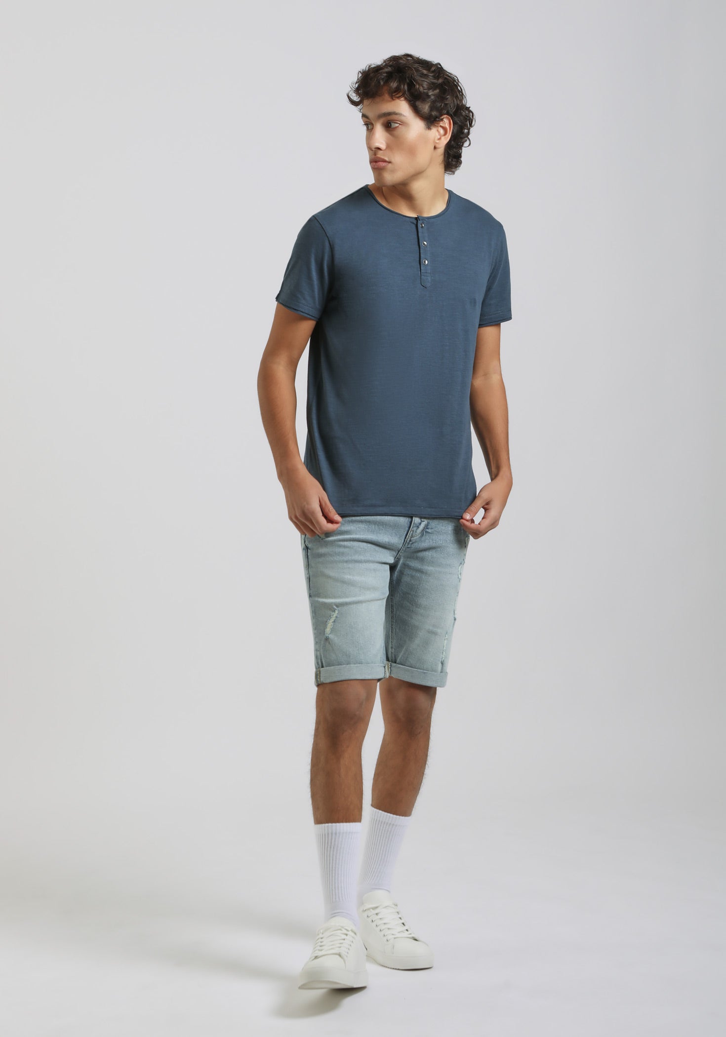 T-shirt collo serafino|Colore:Jeans