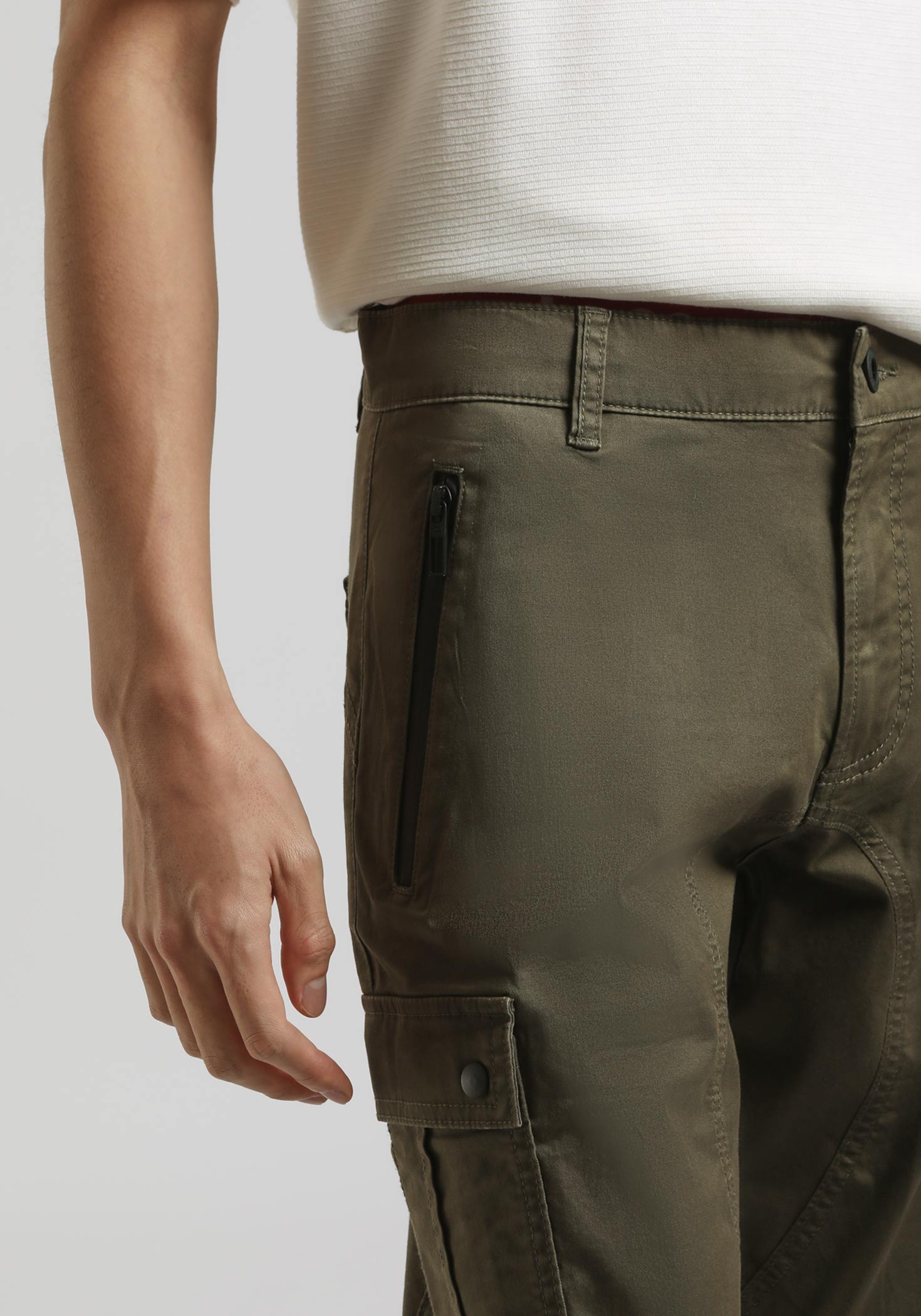 Pantaloni cargo in cotone|Colore:Salvia