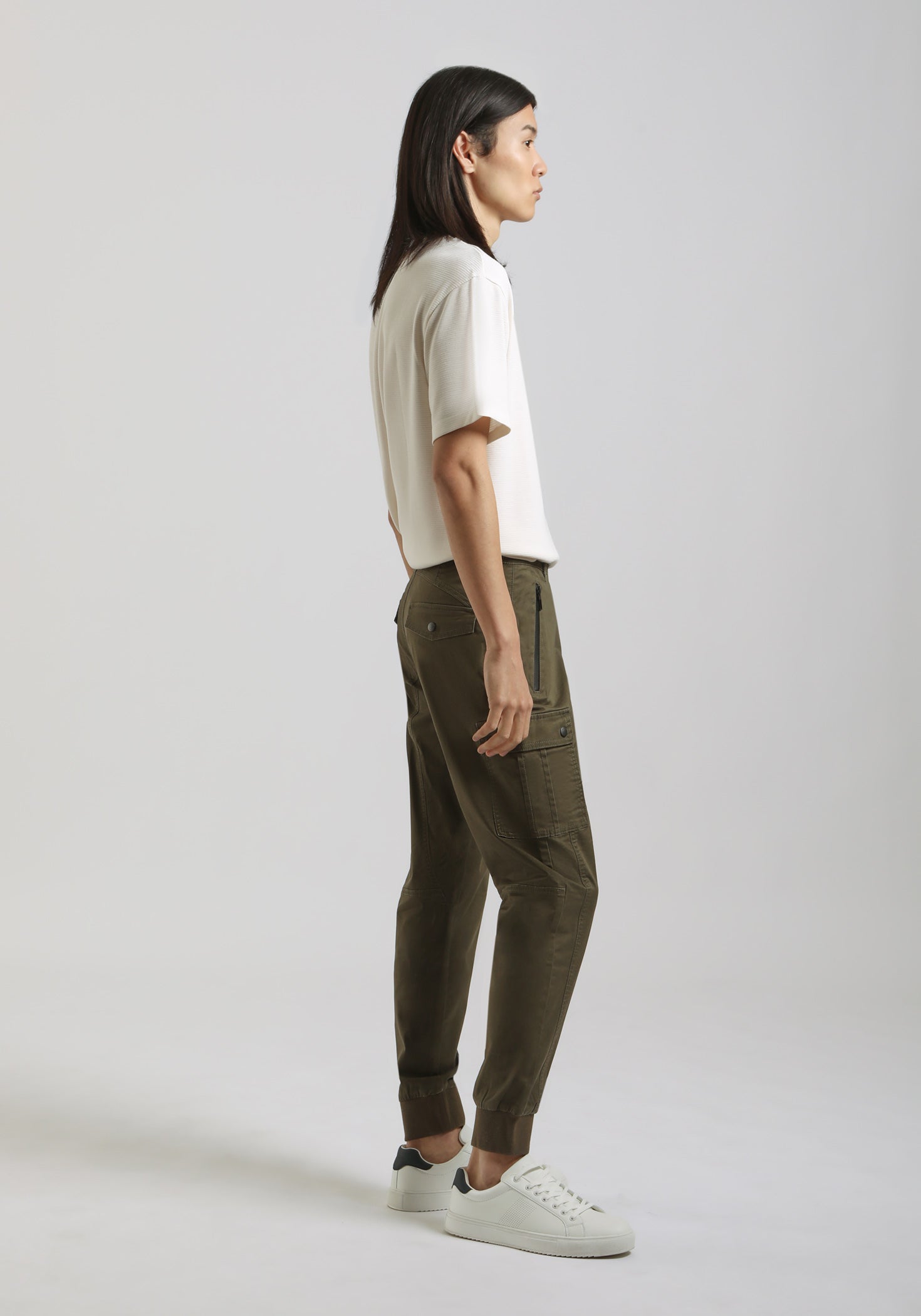 Pantaloni cargo in cotone|Colore:Salvia